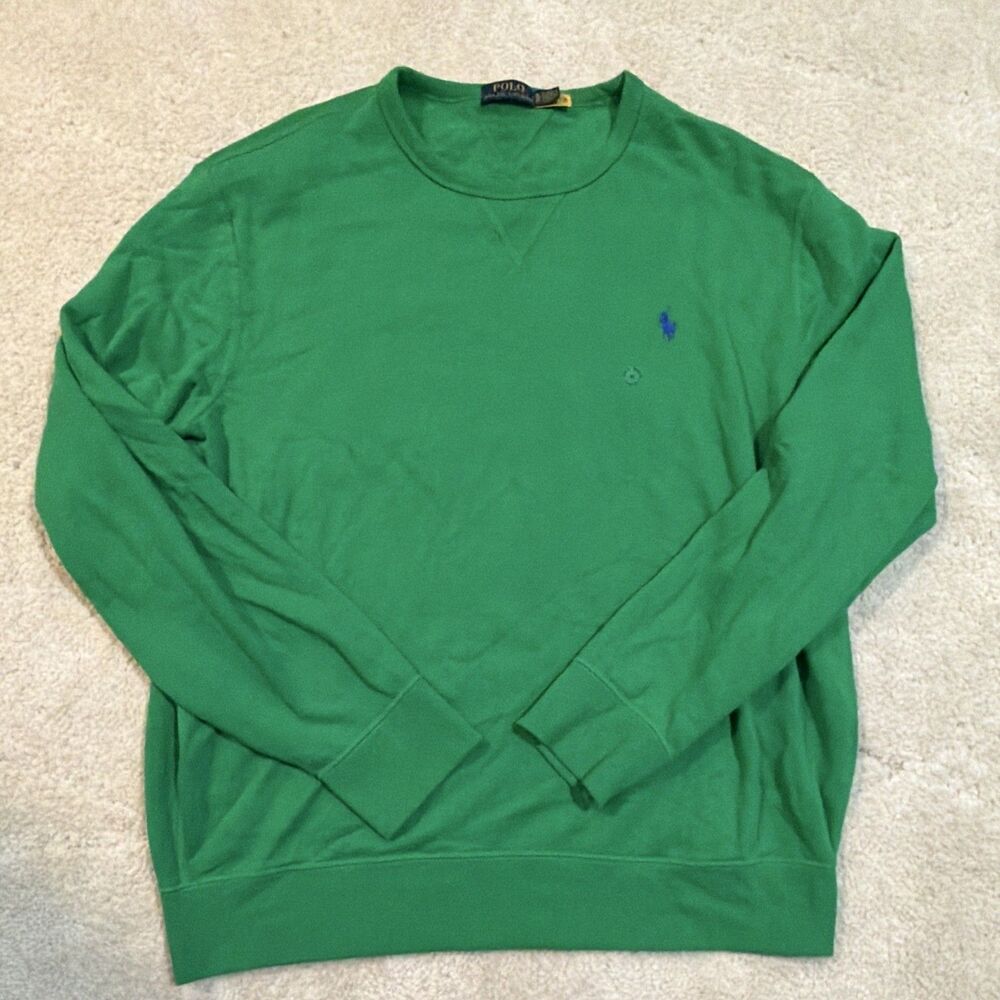 Polo Ralph Lauren Green Fleece Crewneck Sweatshirt Embroidered Logo Men’s XL